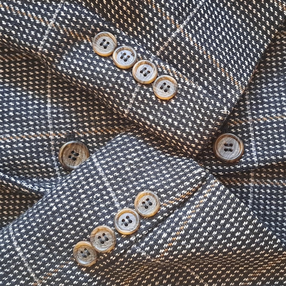 Men's Classic Wool Black and Gray Blazer, Even Picone - Picture 3 of 6